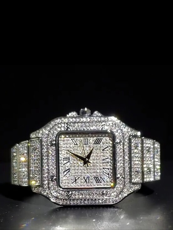 Iced Out VVS Square Roman Dial Gold | Stainless Steel Bust Down Watch (NWOT) main image 7